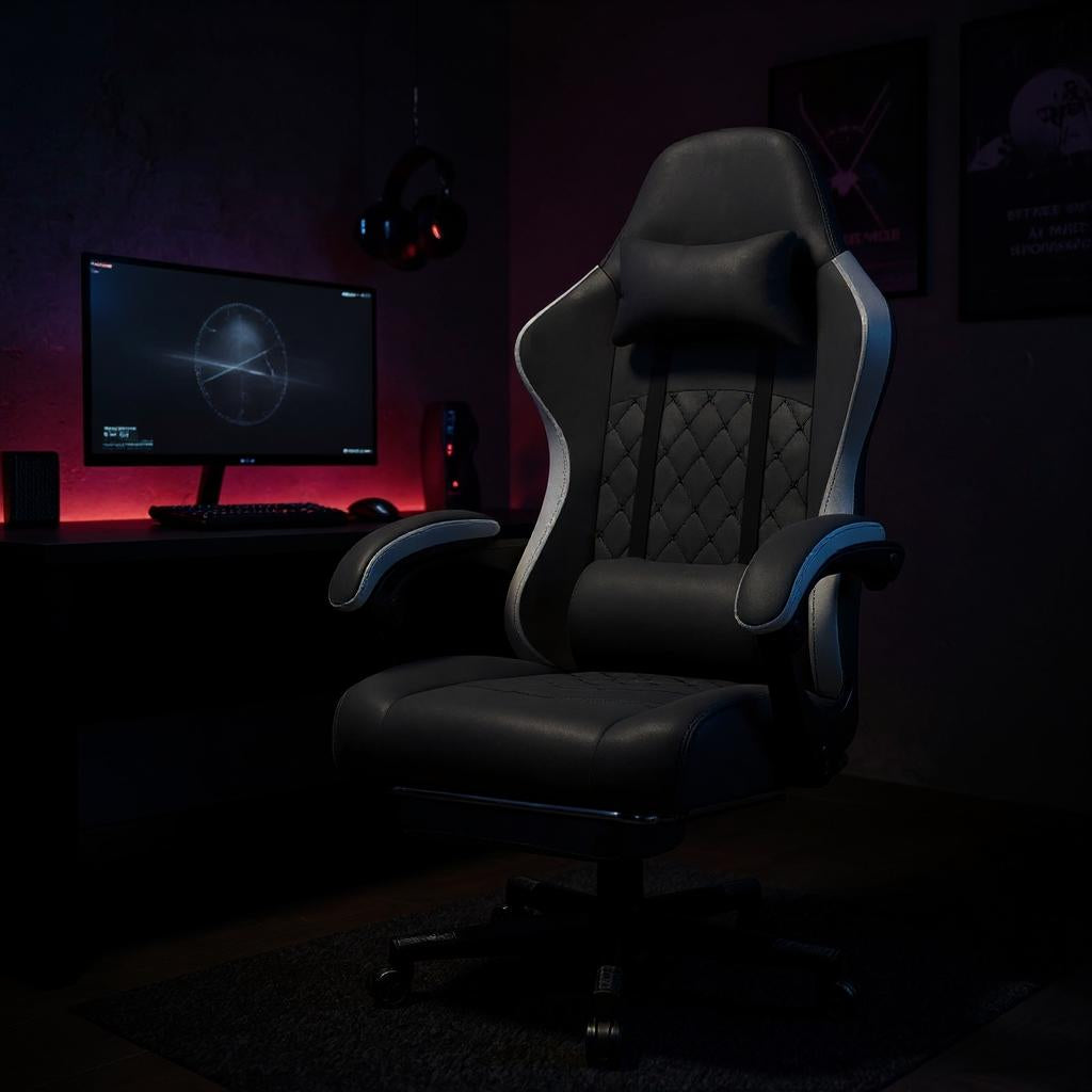 Chaise Gaming SoftGlide™ – Repose-Pieds & Accoudoirs Automatiques