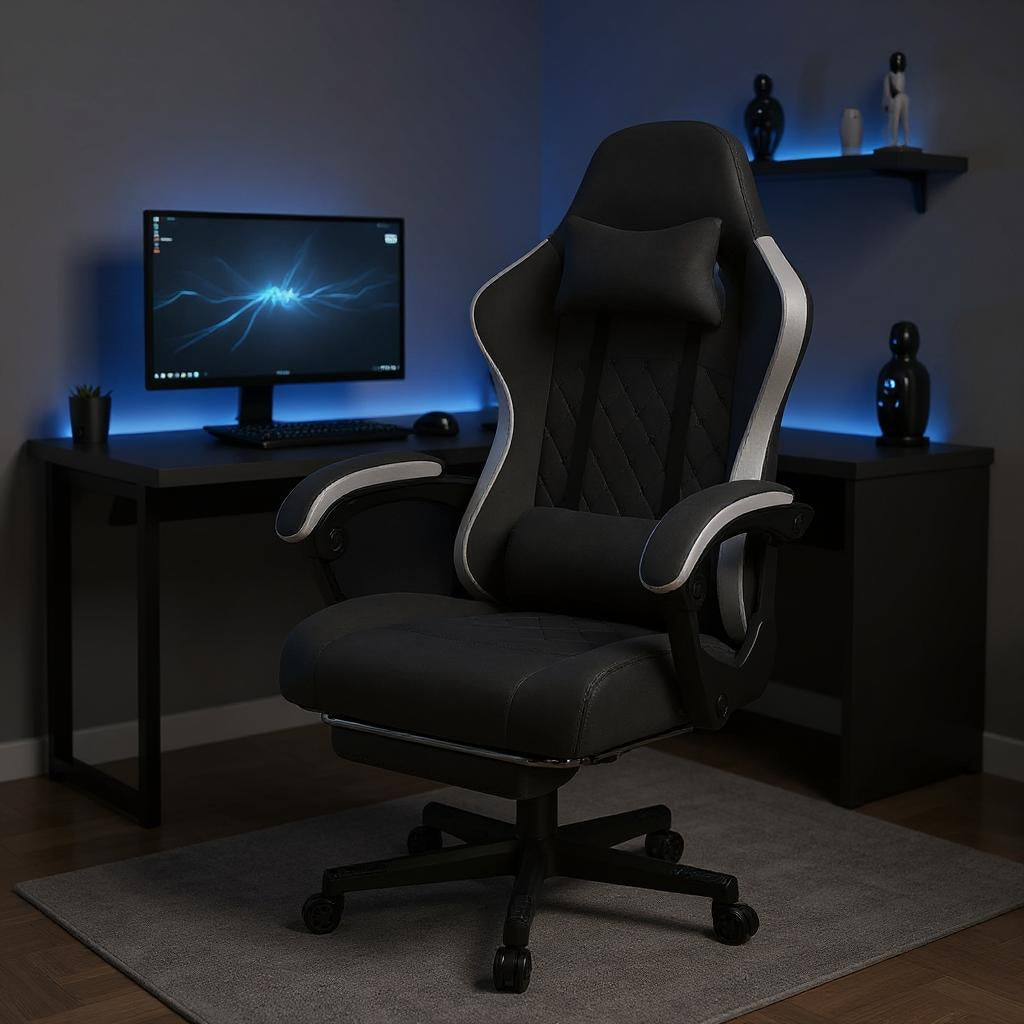 Chaise Gaming SoftGlide™ – Repose-Pieds & Accoudoirs Automatiques