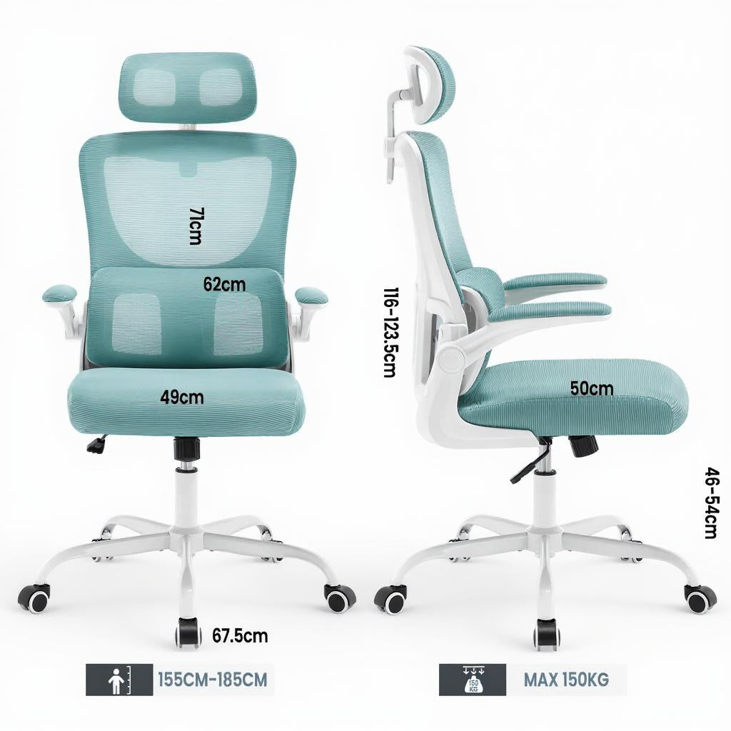 Chaise Ergonomique AirSupport™ – Dossier Mesh Respirant & Accoudoirs Repliables