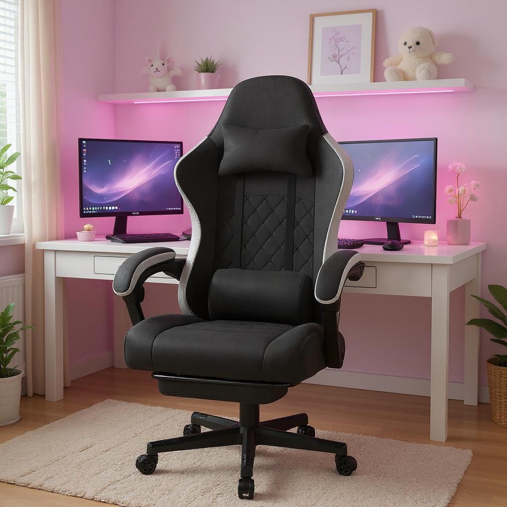 Chaise Gaming SoftGlide™ – Repose-Pieds & Accoudoirs Automatiques