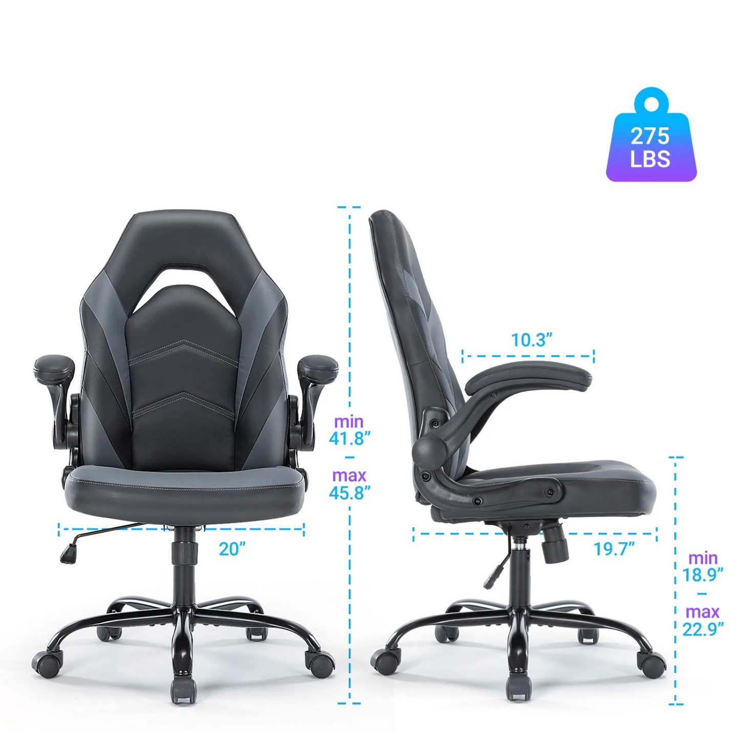 Chaise Gaming ShadowRider™ – Hauteur Réglable & Accoudoirs Rabattables