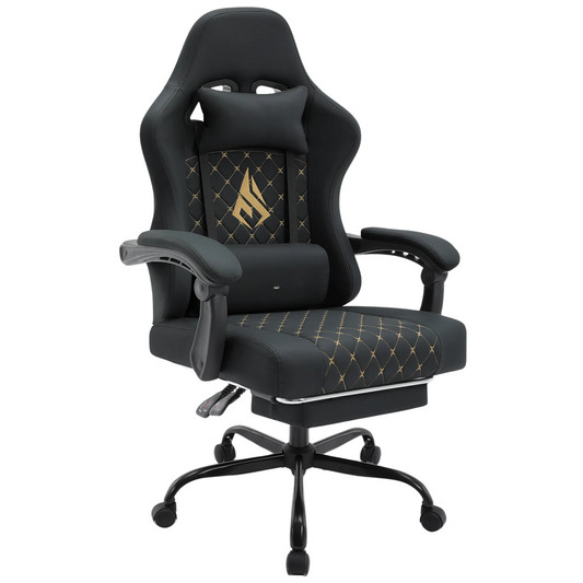 Chaise Gaming PremiumDesk™ – Repose-Pieds Intégré & Accoudoirs Réglables