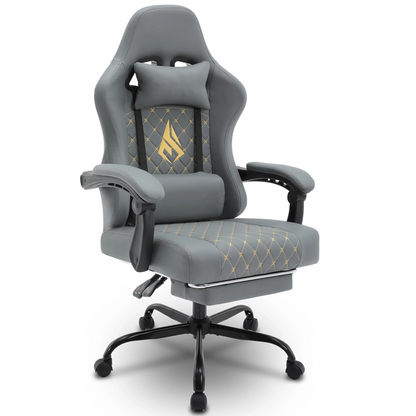 Chaise Gaming PremiumDesk™ – Repose-Pieds Intégré & Accoudoirs Réglables