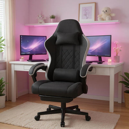 Chaise Gaming SoftGlide™ – Repose-Pieds & Accoudoirs Automatiques